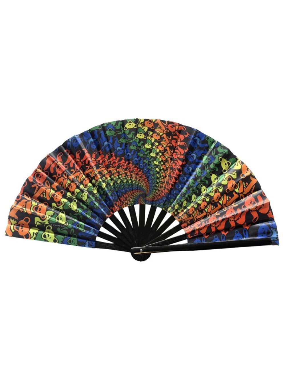 Grateful Dead Rainbow Spiral Bears Fan ~ Lightweight Bamboo ~ Brand New!